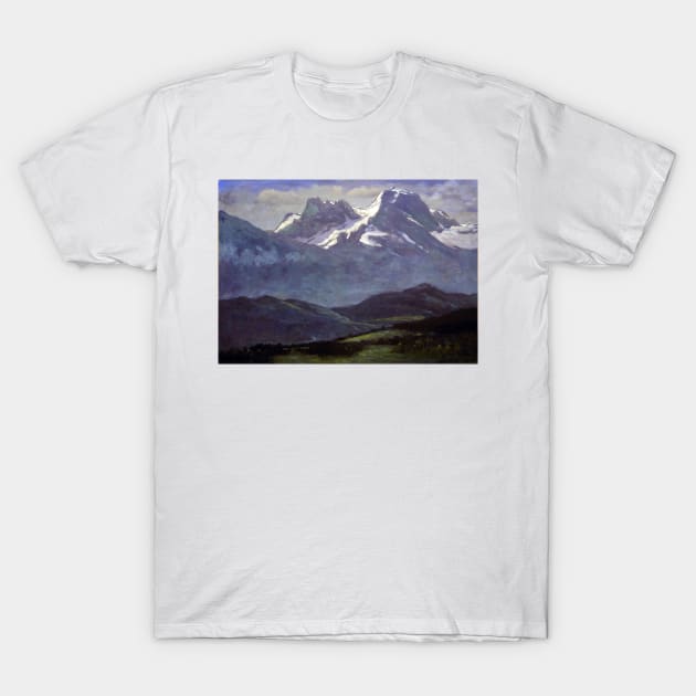 Albert Bierstadt Summer Snow on the Peaks or Snow Capped Mountains T-Shirt by pdpress